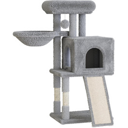 Дерев'яний кігтеточки для котів, кігтеточка-вежа, ігровий комплекс для кошенят, сірий колір, висота 98.5 см