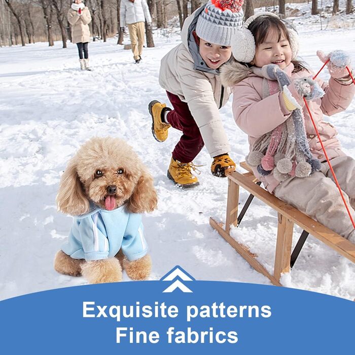 Теплий пуловер з капюшоном для собак, чіхуахуа, маленьких собак, халатик для тварин, одяг для цуценят (L, світло-блакитний)