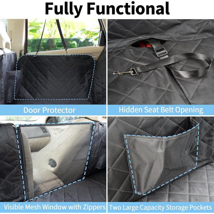 Підстилка для собак у машину: розширювач заднього сидіння, водовідштовхувальна, з кишенями та сіткою