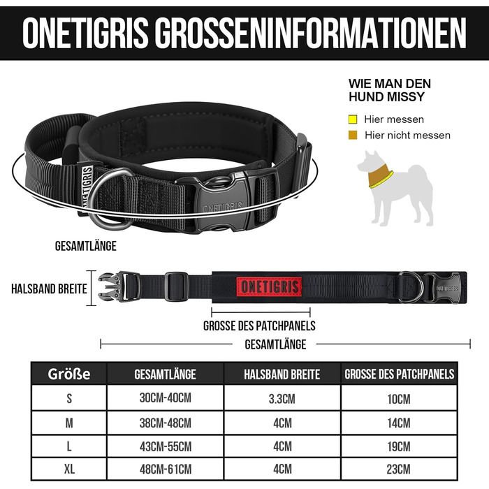 Нашийник для собак OneTigri з металевою застібкою (S, Чорний)