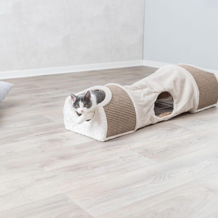 Кігтеточка-тунель Trixie 43004, 110×30×38 см, світло-сіра/коричнева/тауpe