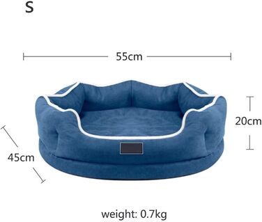 Ліжко для собак з піною-пам'яттю Deluxe, м'яке, миється, ортопедичне, знімний чохол, неслизьке дно, для маленьких та середніх собак (Колір: Синій, Розмір: S)