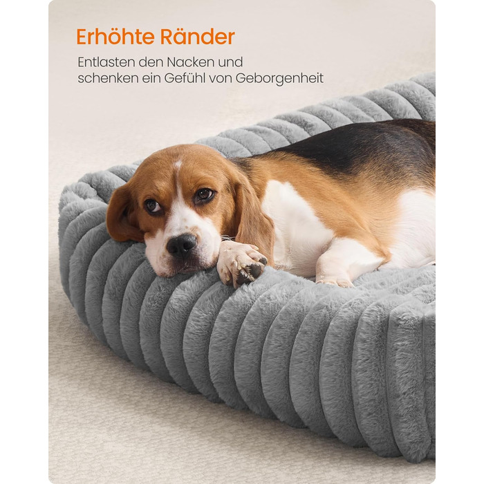 Feandrea Крісло-ліжко для собак, велике ортопедичне, знімний чохол, м'яка підстилка, 91 x 68 x 18 см, сірий (PGW312GD01 L)