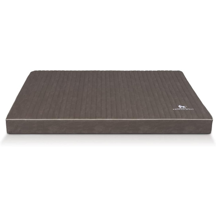 Ортопедичний килимок для собак Knuffelwuff Palomino XL 100x70 см з лазерного стеганого штучного шкіряного покриття, коричнево-сірий, з антиковзним шаром, легко миється, для собак великих, середніх та малих порід