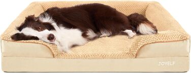 Ортопедичне ліжко для собак Joyelf, велике, вологостійке, знімний чохол, неслизьке дно, 90x66x18 см, хакі