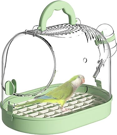 Переносна клітка для птахів: зручна транспортна коробка з безпечним замком (зелено-біла)