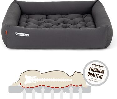 Ортопедичне ліжко для собак Doctor Bark - великі породи, XL (100x90 см), сірий колір, миється до 95°C, гігієнічне