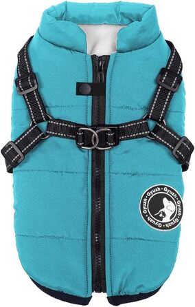 Водонепроникний дощовик для собак з підкладкою для миски - зимова куртка для маленьких, середніх та великих собак (XXX-Large, світлий, блакитний)