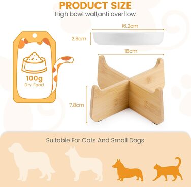 Миска для котів Happy Hachi з підняттям, керамічна, для повільного годування, протиковзаюча, для котів та маленьких собак (зелена)