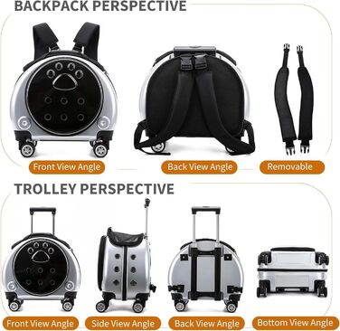 Рюкзак для тварин PETCUTE: зручний переносник для собак та котів до 7.5 кг, з підкладкою та вентиляцією, ідеальний для подорожей та прогулянок (срібний)