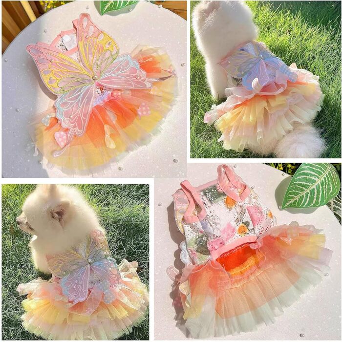 Сукня принцеси для собак, сукня-метелик, весільне вбрання з багатошаровою спідницею-тьюль для котів, цуценят, маленьких собак, розмір XL XL рожевий
