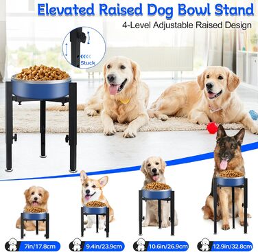 Підставка для корму для собак Triangle, регульована висота, метал, стабільна та протиковзна