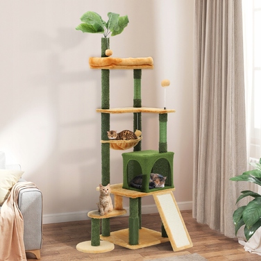 Висока когтеточка для великих кішок із зеленого сизалю