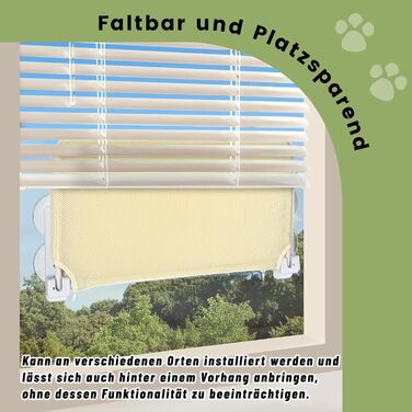 Кігтеточка-ліжко для котів Casgee на вікно 60x30 см, кріпиться на присосках, розкладне ліжко для котів на віконну раму, до 20 кг, бежеве