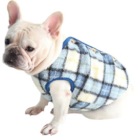 Теплий флісовий теплий одяг для собак великих порід, таких як Французький бульдог, Коргі, Мопс, Бульдог, Бультер'єр, Шіба та інші - зимова куртка, колір блакитний, розмір L: обхват грудей 58-64 см, блакитний