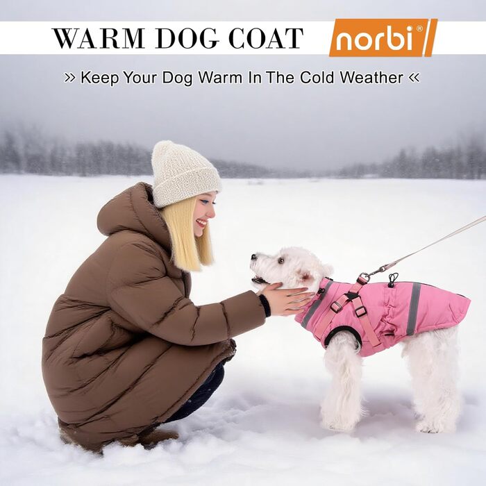 Водонепроникний та вітронепроникний теплий зимовий одяг для собак, розмір M, з інтегрованим нашийником, відбиваючими елементами, ролкрагом та блискавкою. Підходить для великих собак у холодну погоду.