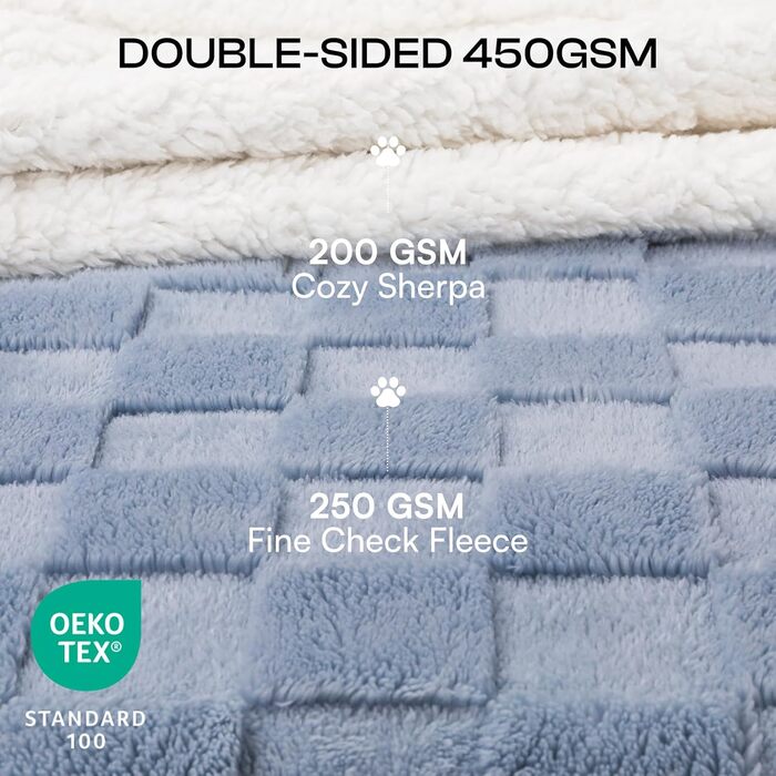 Водонепроникний килимок для собак Luciphia, великий розмір, Sherpa-fleece, двосторонній, захист ліжка та меблів, бежевий (X-Large 85x57 дюймів)