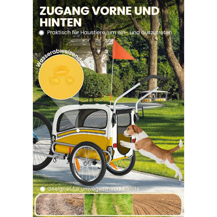 Причіп для собак SEPNINE® 2-в-1 для велосипеда та джоггінгу, до 30 кг (жовтий)