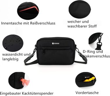 Сумка для ласощів для собак COOWONE - водонепроникна сумка для прогулянок з інтегрованим диспенсером для пакетів, чорна