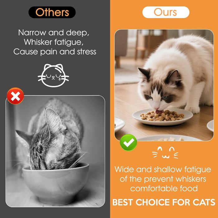 Набір мисок для котів FoiiLiio 6 шт. з кераміки (15x3.0 см) з неслизьким силіконовим дном. Миски для котячого корму, годівниці для котів та собак. Білий колір.