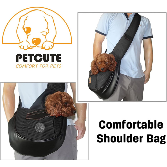 PETCUTE Сумка-переноска для собак, для маленьких собак, переноска для цуценят, дихаюча сітка, транспортна сумка, 9 кг (Чорний)