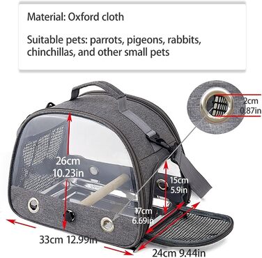 Переносна переносна сумка-переноска для птахів, клітка для подорожей для колібрі, папуг, сірих птахів