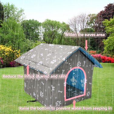 Будинок для котів Vinnypet на вулицю: зимостійкий, водонепроникний, з килимком, 40x38x35 см (L:45x43x40 см, сірий)