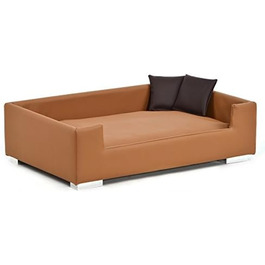 Диван для собак Lycce з екошкіри, кольору нуґа, 91x57x25 см