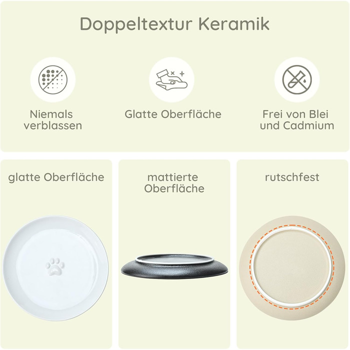 Набори мисок для котів SPUNKYJUNKY 3 шт. з кераміки. Миски для корму котів (білий, бежевий, коричневий, плоскі)