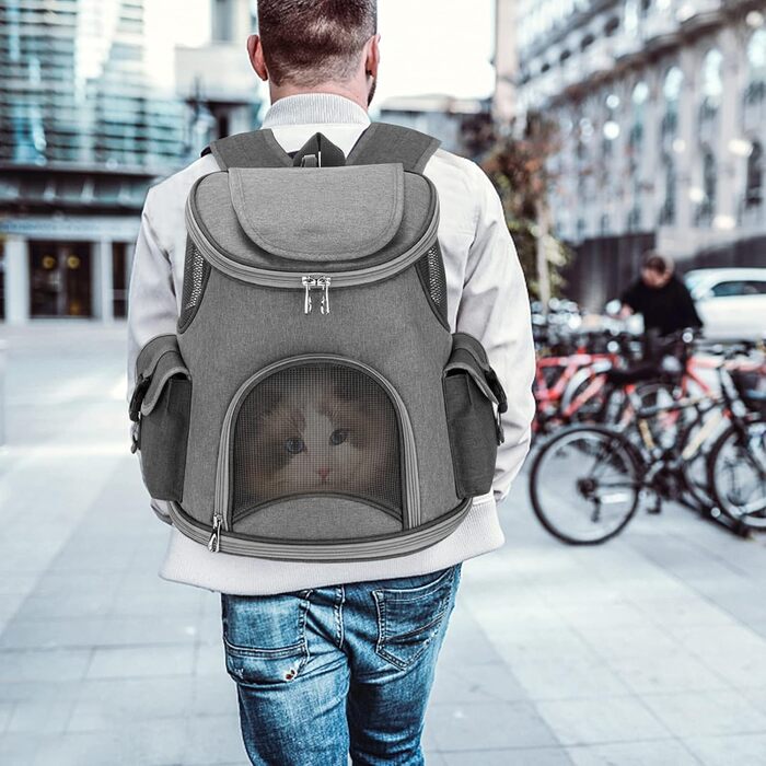 PETCUTE Рюкзак-переноска для собак і котів, сірий, до 6 кг