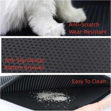 Килимок для котячого туалету, 60x90 см, EVA, чорний, з водонепроникним покриттям та захистом від подряпин