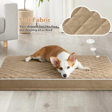 Ортопедичне собаче ліжко WNPETHOME XL, водонепроникне, велике, знімний та пральний чохол, антиковзаюча підкладка, Eierkisten-піна, 104x69x10 см (Колір: Коричневий)