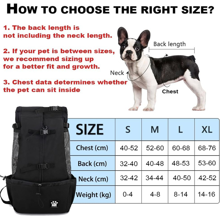 Рюкзак-переноска для собак 1-25 кг з шнурком, дихаючий рюкзак для домашніх тварин, зручний для щоденних прогулянок та відпочинку на природі (Чорний, M)