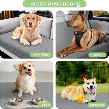 Водонепроникний килимок для собак, килимок для котів, неслизький, міцний, для захисту дивану, ліжка, автокрісла, можна прати в пральній машині (172 x 208 см, сірий)