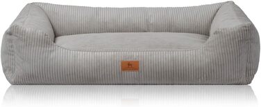 Лежак для собак Knuffelwuff Olivia XL 105x75 см, світло-сірий, корд, знімний чохол, машинне прання, для великих і малих собак