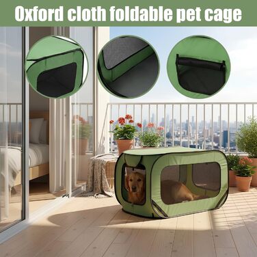 Транспортна переноска для собак та котів, складана Pop-Up, 94x53x53 см, зелена
