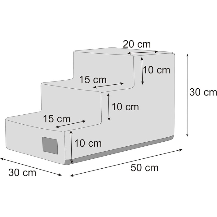 Сходинка для тварин Huastiertreppe з 4 сходинками, для собак та котів, допомога у підйомі, Graphit Savoy, M - 30x50x30 см