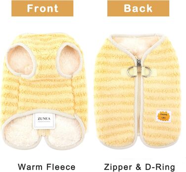 Теплий пуховик для собак Zunea, для чихуахуа та йоркширських тер'єрів, XS/S, зелений/жовтий, з D-поточкою, теплий флісовий костюм для маленьких собак