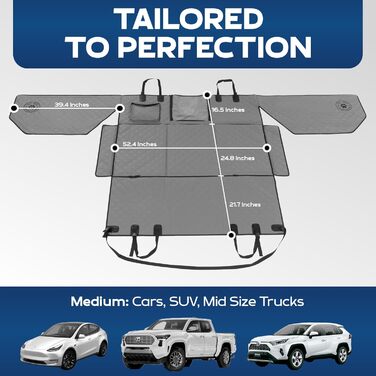 Підставка для собак на заднє сидіння Ruff Liners – міцна платформа, 180 кг, водонепроникна, сіра (для авто, SUV, пікапів)