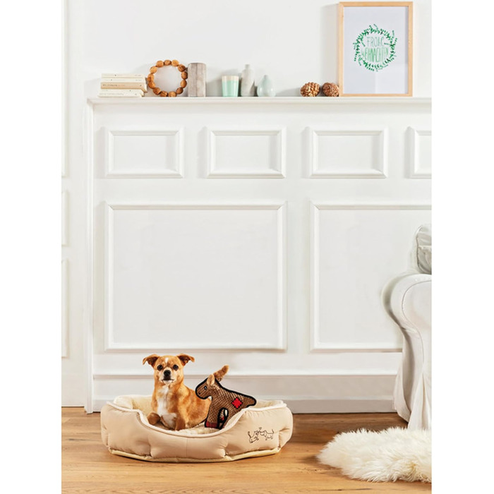 Килимок для собак та котів Dehner Lieblinge Sammy, овальний, 57 x 52 x 14 см, поліестер, бежевий