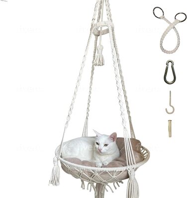 Шоука для котів Parduzi, ручної роботи, натуральний колір, гамак для котів, підвісна лежанка
