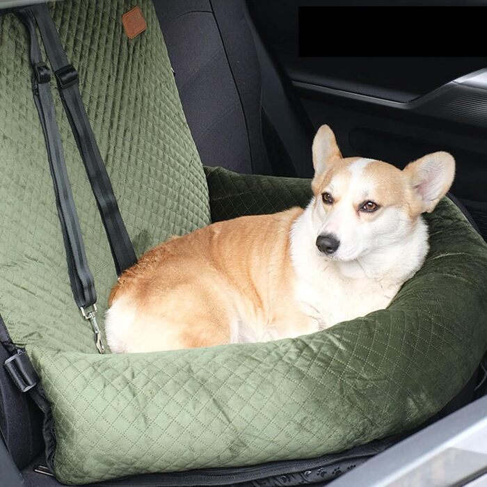 Автокрісло для собак на заднє сидіння, автосидіння для собак, миється, для маленьких та середніх тварин, переноска для собак з неслизьким покриттям та ременем безпеки, рожевий (зелений)