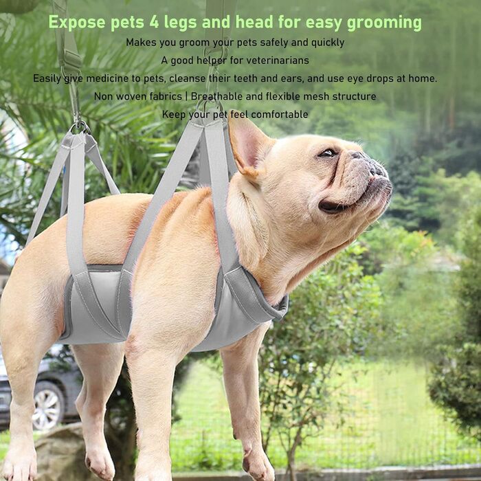 Набір гамаків для домашніх тварин, дихаючий матеріал, запобігає натиранню, регульовані ремені, шлейка для собак, повід для маленьких тварин (L), сірий L