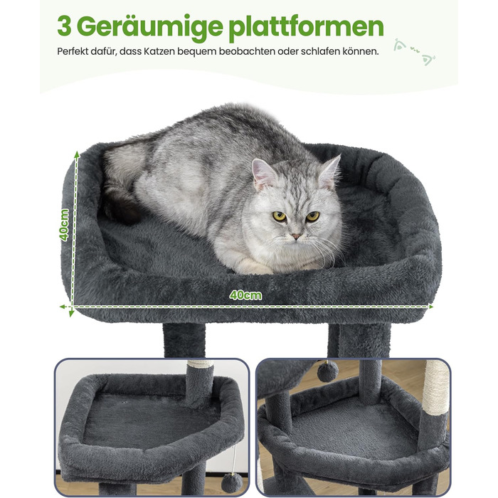 Комплекс для котів Kratzbaum XL 170 см сірий: будинок, дряпки, платформа, гойдалка