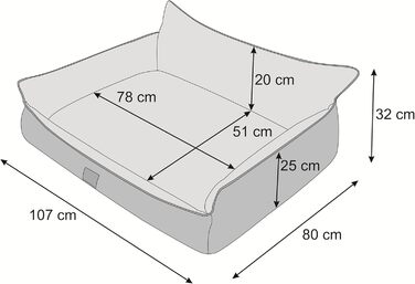 Ліжко для собак - м'яке ліжко-корзина для собак, котів, маленьких, середніх та великих собак - подушка для собак, собаче ліжко, лежанка для собак, місце для сну - 63x48 см - (XXL - 107x80 см, Колір: Коричневий з лапами)
