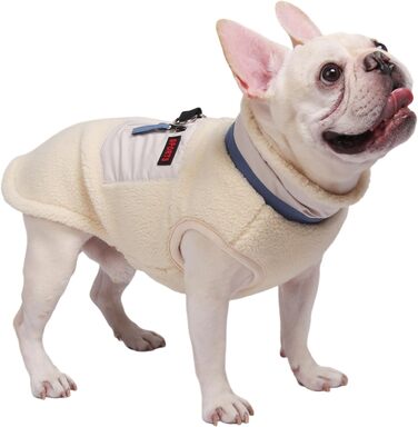 Теплий зимовий одяг для собак FeimaX: флісова куртка з D-кільцем для маленьких та середніх собак (Бежевий, S)