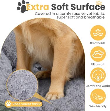 Ківш для собак великих порід, котячий лежак, миється, пухнастий, м'який та теплий, сірий, 90*68*19 см XL