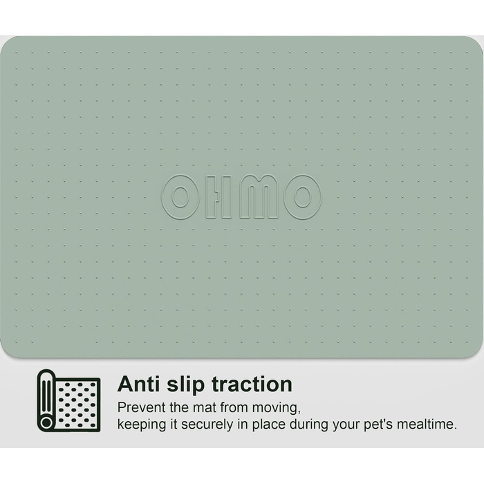 Підкладка під миску для собак та котів OHMO, 60x40 см, силіконова, нековзна, водовідштовхувальна, зелена