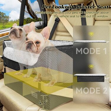 Крісло для собак Petsfit: зручне автокрісло для маленьких та середніх собак, чорна шкіра, з 2 ременями безпеки