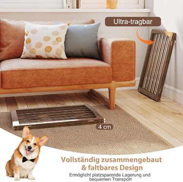 Захисний бар'єр для собак COSTWAY 3 секції, дерев'яний, 76 см, розкладний, для кухні, коридору, сходи, з сосни (коричневий)